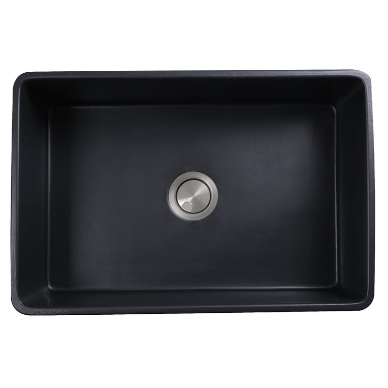 Nantucket Sinks FCFS3020S-MatteBlack Matte Black farmhouse sink straight down into the bowl and drain