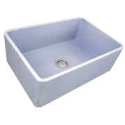 Nantucket Sinks FCFS3020S-ShabbySugar distressed Shabby Sugar light blue fireclay farmhouse sink, three-quarter view