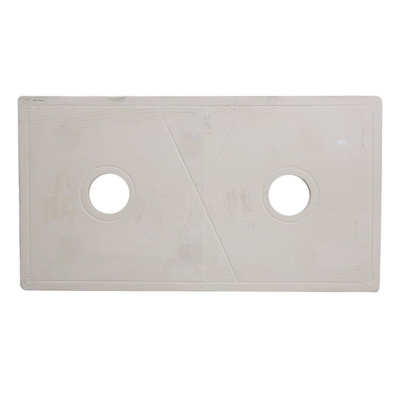 Nantucket Sinks FCFS3318D-ShabbyStraw Shabby Straw double bowl farmhouse sink upside down showing the unglazed bottom