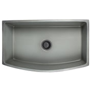 Nantucket Sinks FCFS3320CA-C Concrete curved apron farmhouse sink from above showing the bowl and drain