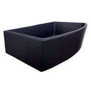 Nantucket Sinks FCFS3320CA-MB Matte Black curved apron farmhouse sink low corner angle showing the side