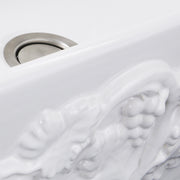 Nantucket Sinks FCFS3320S-Grapes close-up of the grape clusters and vine relief beside the drain