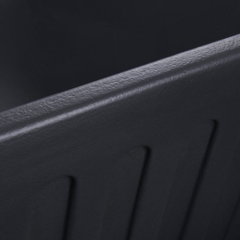 Nantucket Sinks FCFS3320S-MatteBlack close-up of the fluted apron edge in matte black glaze