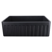 Nantucket Sinks FCFS3320S-MatteBlack Matte Black farmhouse sink reversed to the fluted apron side