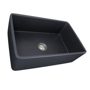 Nantucket Sinks FCFS3320S-MatteBlack Matte Black farmhouse sink three-quarter view from above into the bowl