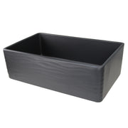 Nantucket Sinks FCFS3320S-MB-Waves Matte Black Waves farmhouse sink elevated front view into the bowl