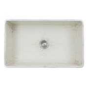 Nantucket Sinks FCFS3320S-ShabbyStraw Shabby Straw farmhouse sink from above into the bowl and basket drain