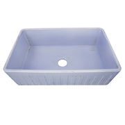 Nantucket Sinks FCFS3320S-ShabbySugar Shabby Sugar farmhouse sink elevated front view of the fluted apron