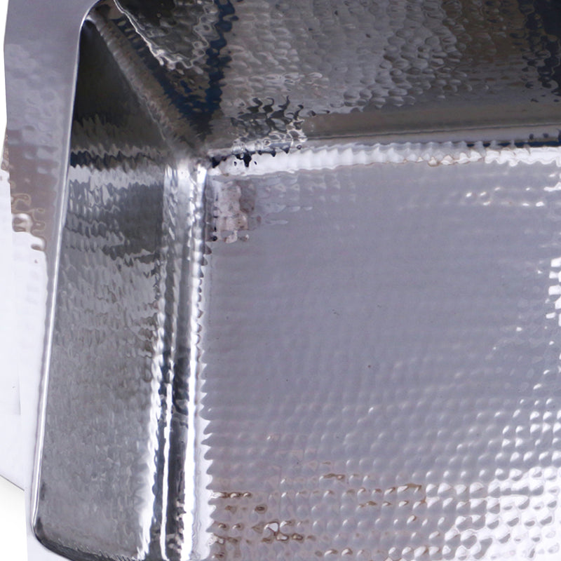 Nantucket Sinks FSSH3322 close-up of the polished hand-hammered stainless texture