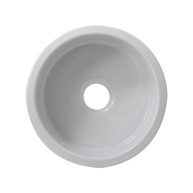 Nantucket Sinks Hyannis-18 round bar sink from above showing the rolled rim and drain hole