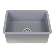 Nantucket Sinks ISFC24GR-SB1 Matte Grey single bowl sink elevated front view into the bowl