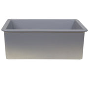 Nantucket Sinks ISFC24GR-SB1 Matte Grey single bowl sink side view showing the bowl depth and rim