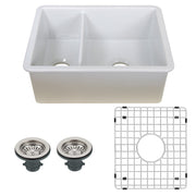 Nantucket Sinks ISFC24x18W-DB2 67/33 double bowl sink with the included two basket strainers and large-bowl grid