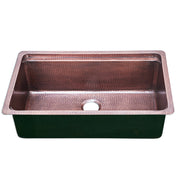 Nantucket Sinks KCH-PS-3220 front view of the empty copper bowl and ledge