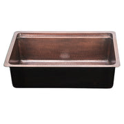 Nantucket Sinks KCH-PS-3220 low front view showing the bowl depth and dark underside