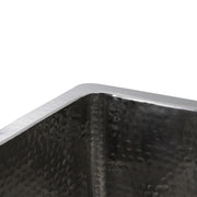 Nantucket Sinks KSSH2318-12 close-up of the polished hammered rim and wall