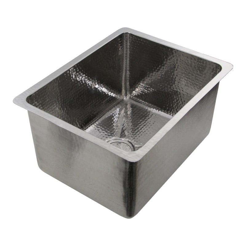 Nantucket Sinks KSSH2318-12 side angle showing the deep hammered bowl