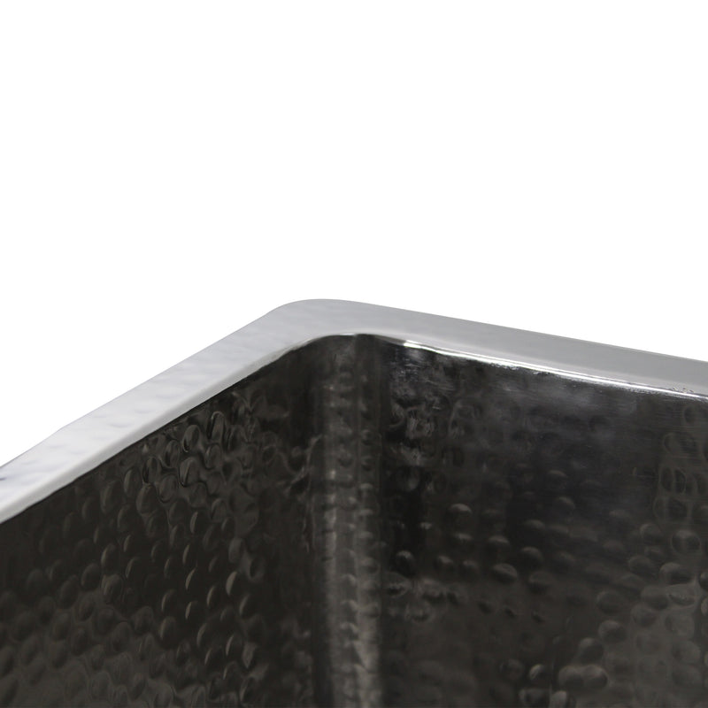 Nantucket Sinks KSSH2318-9 close-up of the polished hammered rim and bowl wall