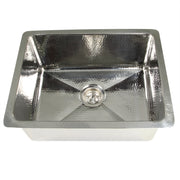 Nantucket Sinks KSSH2318-9 23" hand-hammered 9" deep sink, front view with drain, white background