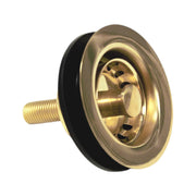 Nantucket Sinks NS-403ULB unlacquered brass drain side view with gasket and threaded post