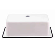 Nantucket Sinks NS-ACBS20-WW white bucket sink rear view with the black-rimmed wall flange