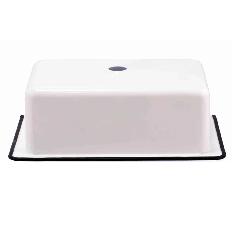 Nantucket Sinks NS-ACBS20-WW white bucket sink rear view with the black-rimmed wall flange