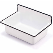 Nantucket Sinks NS-ACBS20-WW white powder-coated iron bucket utility sink, black rim, three-quarter view, white background