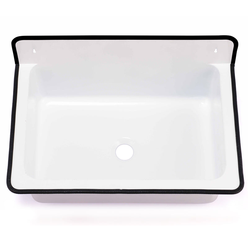 Nantucket Sinks NS-ACBS20-WW white bucket sink from above showing the basin and drain opening
