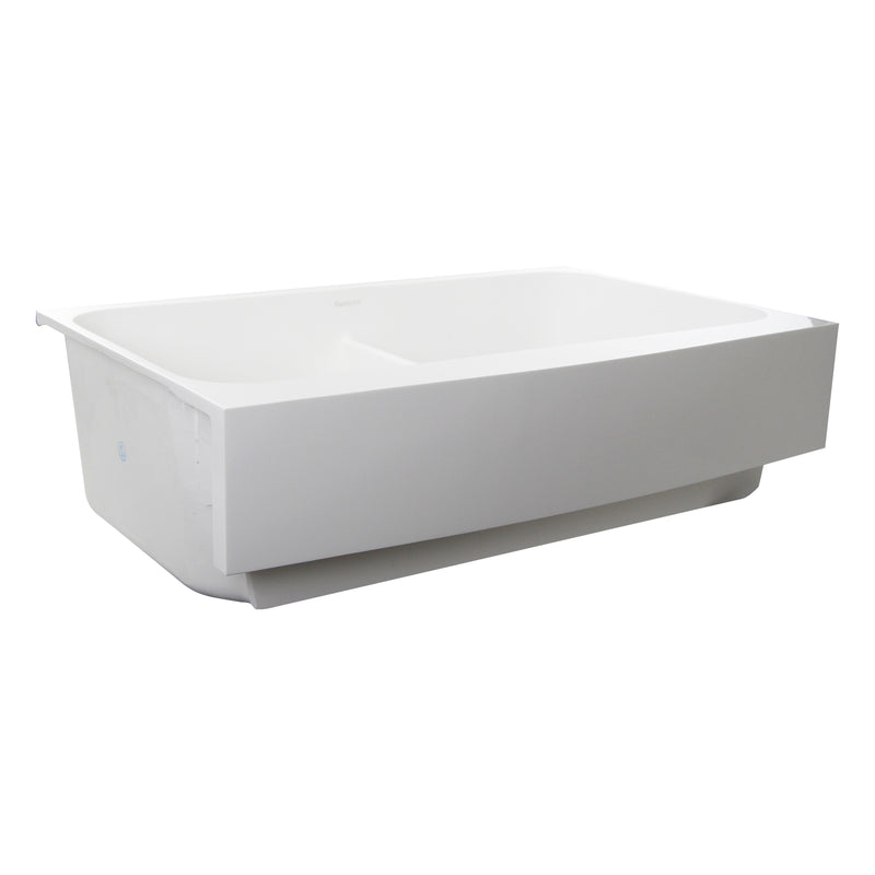 Nantucket Sinks NS-GSEZA32D EZApron sink low three-quarter view showing apron depth and rim