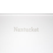 Nantucket Sinks NS-GSTR36 close-up of the Nantucket logo molded into the matte Glacierstone surface