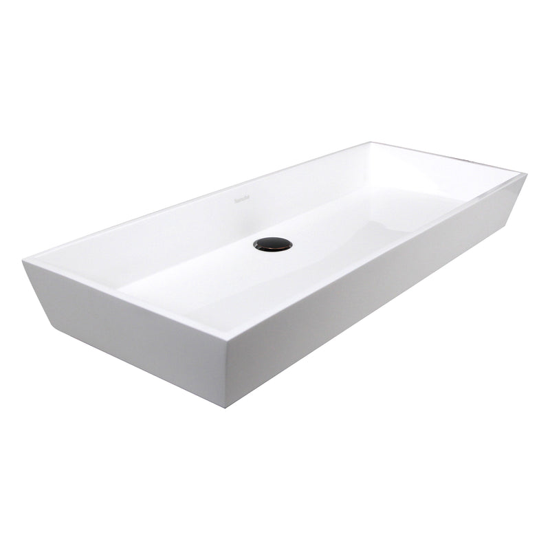 Nantucket Sinks NS-GSTR36 white Glacierstone 36" rectangular vessel sink, three-quarter view, white background