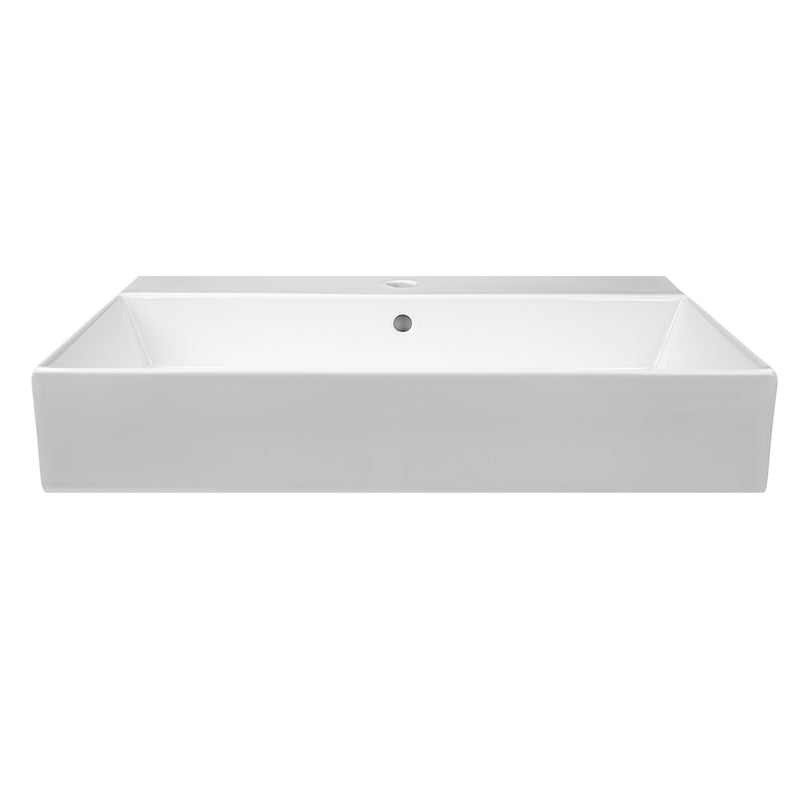 Nantucket Sinks NS-NPCS28W 28" wall-mount sink straight front view of the slim rectangular profile