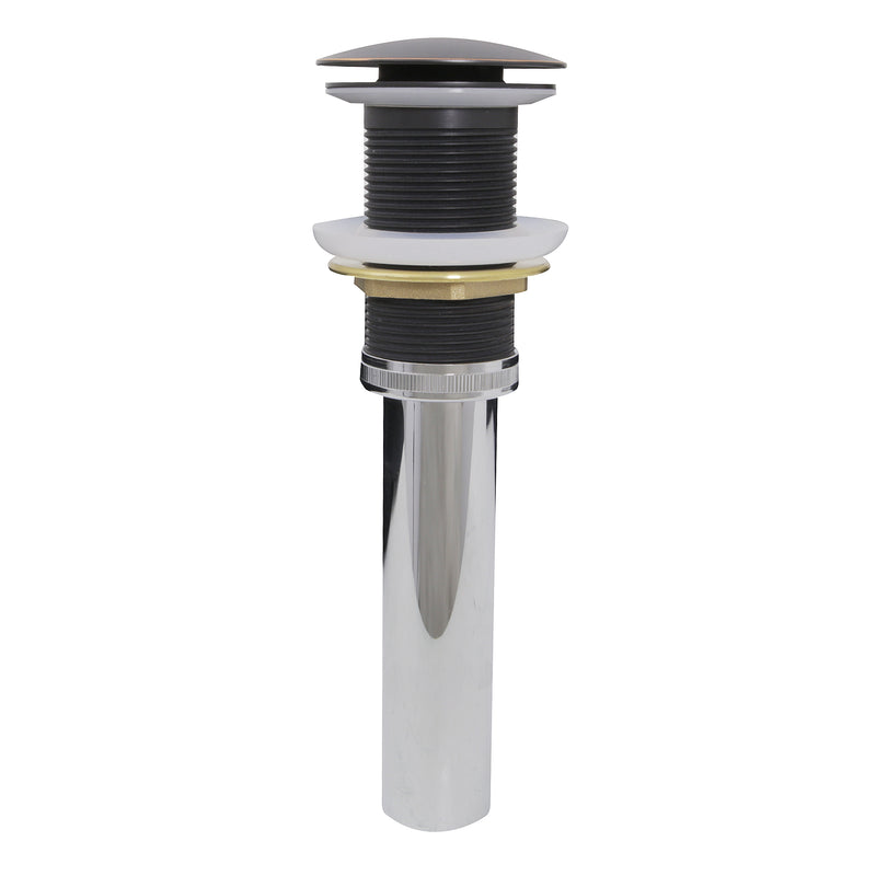 Nantucket Sinks NS-UD-BRORB brushed oil-rubbed bronze umbrella pop-up drain with tailpiece, side view, white background
