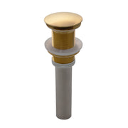 Nantucket Sinks NS-UDBG brushed gold umbrella pop-up drain without overflow, side view, white background