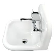 Nantucket Sinks NS-VC16-WW-CPFCT wall-mount sink side view into the bowl with the included chrome drain