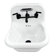 Nantucket Sinks NS-VC16-WW-MBFCT wall-mount sink from above the front showing the matte black drain