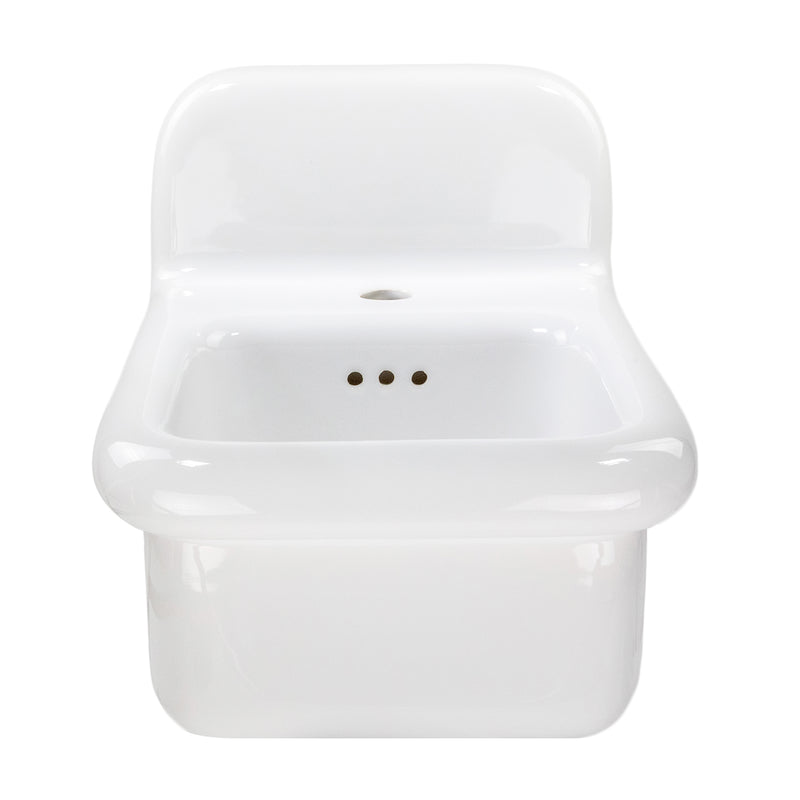 Nantucket Sinks NS-VCDM14-WW Victorian wall-mount sink front view of the rolled rim and backsplash