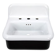 Nantucket Sinks NS-VCDM20-BLKW white and black wall-mount sink front view of the backsplash and bowl