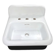 Nantucket Sinks NS-VCDM20-BLKW white and black wall-mount sink elevated front view into the bowl