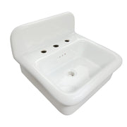 Nantucket Sinks NS-VCDM20-WW white Victorian wall-mount sink three-quarter view of the bowl and rolled rim