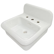 Nantucket Sinks NS-VCDM20-WW white Victorian wall-mount sink from the left showing the high backsplash