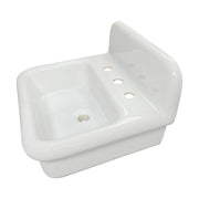 Nantucket Sinks NS-VCDM20-WW white Victorian wall-mount sink from above at the side, three faucet holes