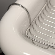 Nantucket Sinks NS-VCSH-CH close-up of the chrome hanger arm wrapped over a white sink rim