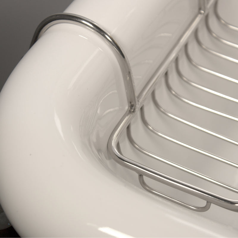 Nantucket Sinks NS-VCSH-CH close-up of the chrome hanger arm wrapped over a white sink rim