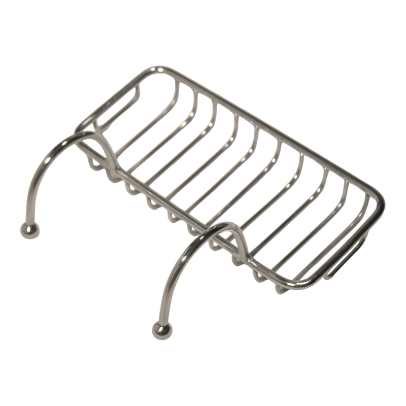 Nantucket Sinks NS-VCSH-CH chrome soap holder three-quarter view showing the curved hanger arms