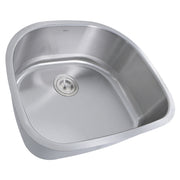 Nantucket Sinks NS03i-16 angled view of the D-shaped bowl and drain without grid