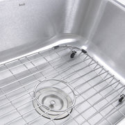 Nantucket Sinks NS09i-16 close-up of the colander drain, grid and rubber bumpers