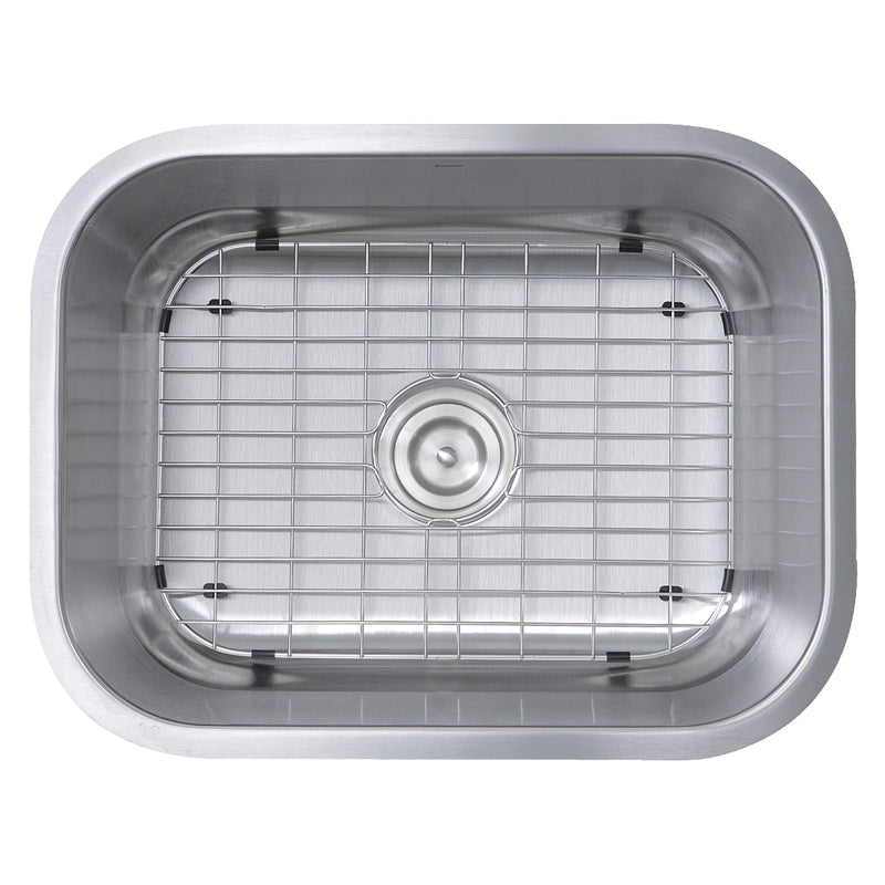 Nantucket Sinks NS09i-16 overhead view with the bottom grid and colander drain