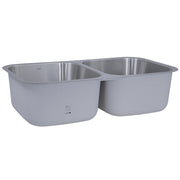Nantucket Sinks NS10i-16 side view of the two equal bowls and coated exterior