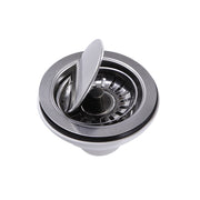 Nantucket Sinks NS35LCC-CH chrome crumb cup drain angled view with the flip lid tipped into the basket